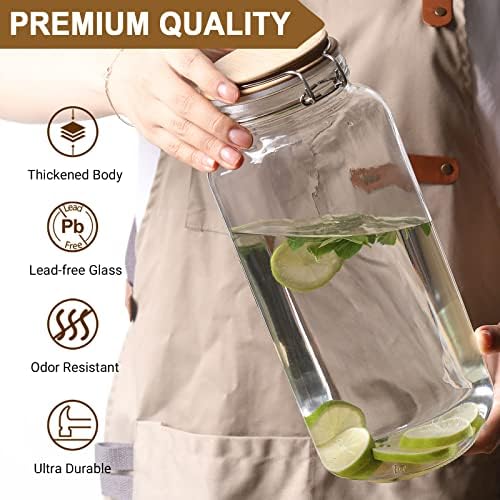 [ Taller ] 92oz Glass Jars with Airtight Lid, Large Glass Food Storage Jars, 3 Pack Wide Mouth Airtight Glass Jars for Kitchen Pantry Spaghetti, Square Mason Jars with Labels