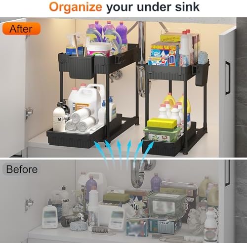 4-Pack 2-Tier Under Sink Organizer with Pull Out Drawers