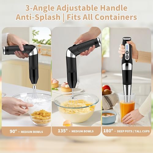 Toogel 4-in-1 Cordless Immersion Blender, 21-Speed, 3-Angle Adjust, Black - Image 3