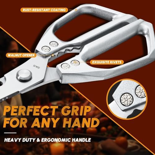 Heavy Duty Kitchen Shears, 2 Pack Japanese Steel Kitchen Scissors