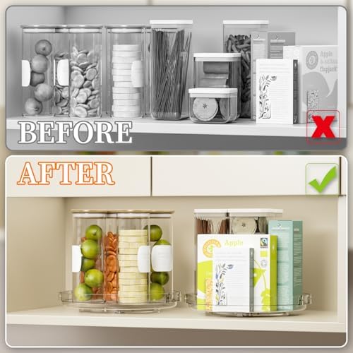 4 Pack Rotating Small Lazy Susan Turntable Organizer for Cabinet,9.5 Inch Clear Acrylic Spice Rack,Turn Table Organizers for Refrigerator,Kitchen,Pantry and Vanity Makeup,Bathroom Countertop Organizer