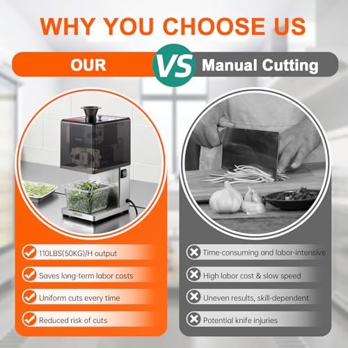 Electric Scallion Shredder, 200W Commecial Green Onion Slicer, Vegetable Spring Onion Shredder with 2.3mm Shreds and Catch Tray for Chili Beans Garlic Shoots Celery, 110V, 110LBS/H Production - Image 3