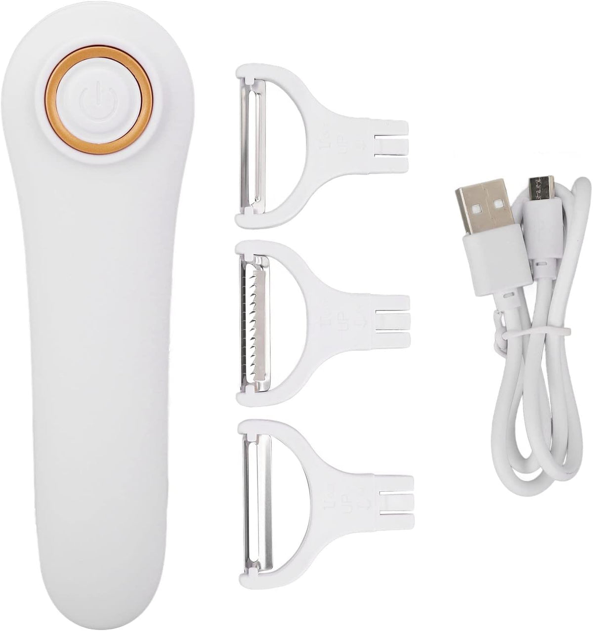 Electric Fruit Vegetable Peeler,Electric Potato Peeler 3 In 1 Set Interchangeable for Kitchen Carrot Potato Cucumber,Handheld USB Rechargeable Saving Time and Effort