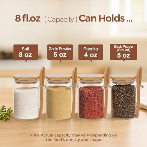 Spice Jars with Spoons 8 oz 12 Pack, Seasoning Container with Labels