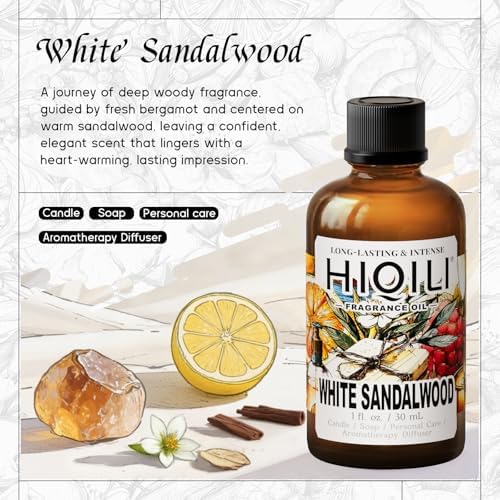 HIQILI White Sandalwood Fragrance Oil for Candle, Diffuser & Body - Image 2