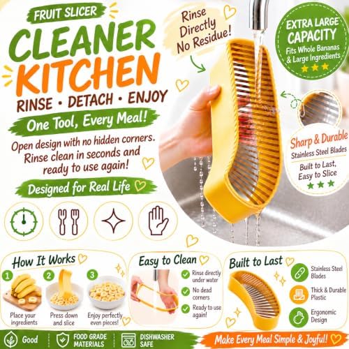 Extra Large Banana Slicer with 304 Stainless Steel Blade,Spam Slicer