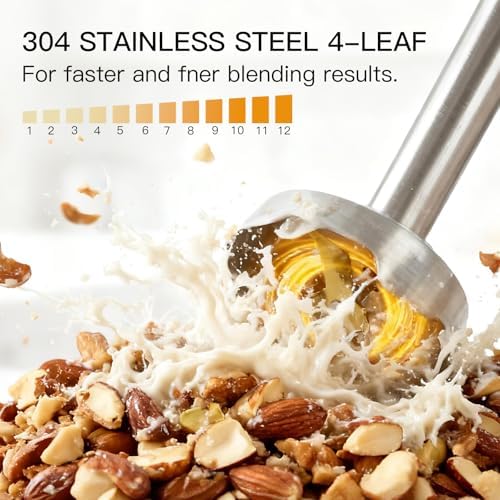 Immersion Hand Blender 3-in-1, 12-Speed Stick Blender with Turbo, Egg Whisk & Milk Frother for Soups, Sauces, Smoothies and Baby Food, Red