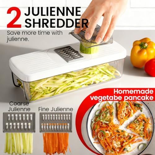 Vegetable Chopper Mandoline Slicer 8-in-1 with Container, 8 Blades for Onion, Veggie & Fruit, Easy Food Slicer Dicer Cutter, Kitchen Gadgets & Essentials - Image 4