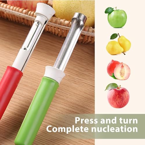 2026 New Stainless Steel Red Bell Pepper Seed Corer, 2 in 1 Corer and Peeler Tool, Multi-Purpose Corer for Home Kitchen, Vegetable Fruit Kitchen Gadget (red 2 Pack)