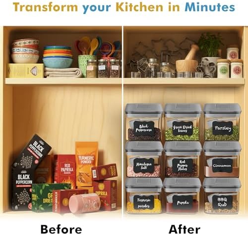 9PC (0.5L, 2.1 Cup, 17oz) Airtight Food Storage Containers + 9 Spoons