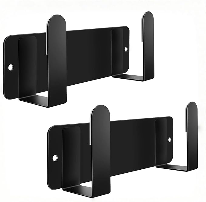 Pot Lid Rack, Wall Mounted 304 Stainless Steel Multi-Functional Storage Holder, Fits Cutting Boards, Pot Lids, Bathroom Scales, Self-Adhesive & Screw Mounting(Black, Set of 2)