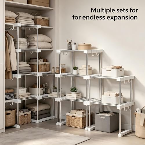 Expandable Under Sink Organizer, No-Drill Adjustable Shelf
