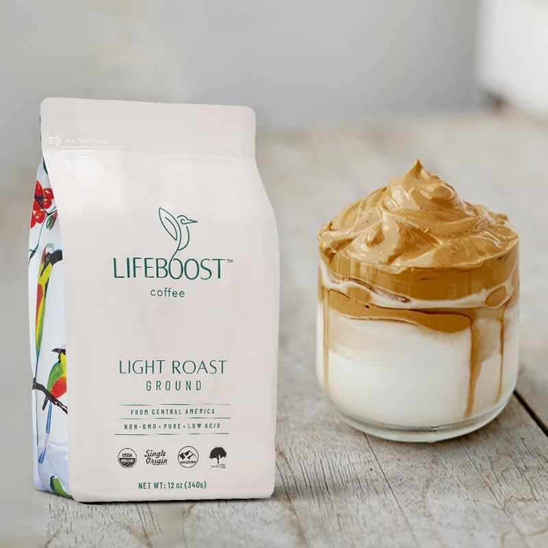 Light Roast Low Acid Ground Coffee, Certified Organic, 12oz