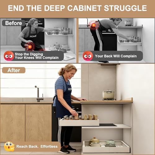 Pull out Cabinet Organizer,7"-11"W,17"-24"D,Expandable,Adhesive