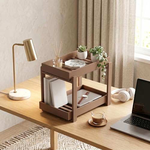 Bamboo Under Sink Storage 2 Tier Pull Out Cabinet Organizer
