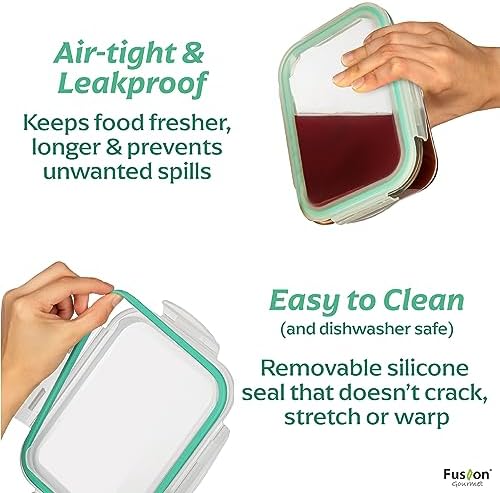 8 Pack 35 oz Glass Containers - Airtight, Microwave, Oven