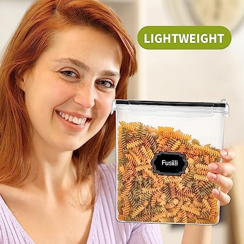 4PCS Cereal Containers Storage [4L/135.2 oz], Airtight Food Storage Containers with Pour Spout for Kitchen & Pantry Organization Storage, Plastic Cereal Dispensers, Measuring Cup & 20 Labels