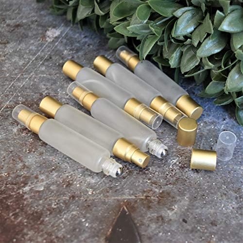 6-Pack Frosted Clear Glass Bottles with Dual Ends – Sprayer & Roller Tops – Leakproof, Quality Essential Oil & Perfume Bottles with Elegant Gold Accents – Refillable Custom Blend Containers - Image 5