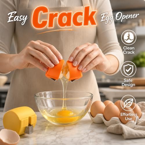 Egg Shell Opener, 2026 Upgraded Efficient Egg Cracking Tool Handy Egg Separator for Home Daily Use, Compact No Mess Easy Egg Opener for Kitchen Gadgets (R)