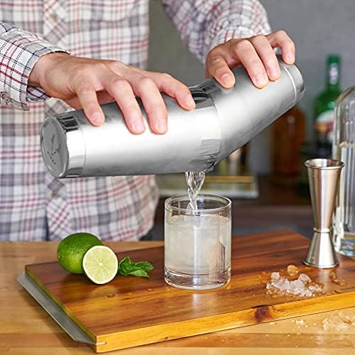 Bartender Kit for Mixed Drinks and Cold Brew Cocktails, Includes Boston Cocktail Shakers, Mixing Glass, Jigger, Muddler, Strainer, Bar Spoon for Home Bar, Gifts for Men, Bartender Gifts, 7-Piece