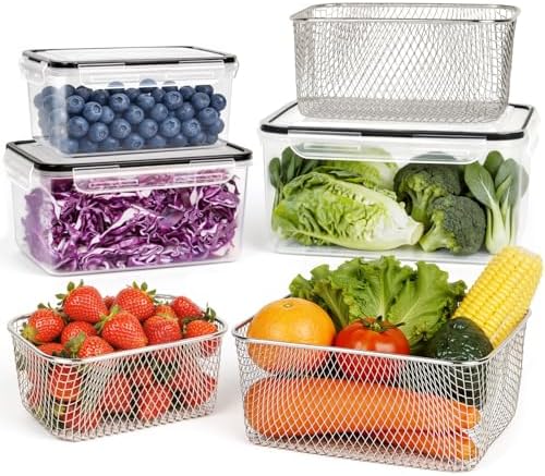 3 PCS Large Fruit storage Containers for Fridge Food Storage Containers