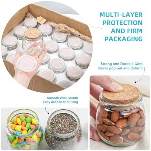 40 Pack 7oz Small Glass Jars with Cork Lids,Mason Jars