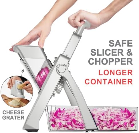 Safe Mandoline Slicer, 8 in 1 Vegetables Slicer and Chopper