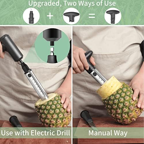 Newness Apple Slicer Corer, 16-Slice [Large Size], Pineapple Corer with Knife, [Upgraded, Electric & Manual]