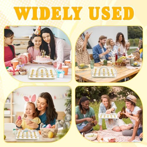 20 Deviled Egg Containers with Lid & Handle,Egg Holder for Fridge PET Thickened Eggs Organizer for Refrigerator Inc Egg Slicer,Kitchen Tongs,Silicone Spatula,Piping Decorating Kit