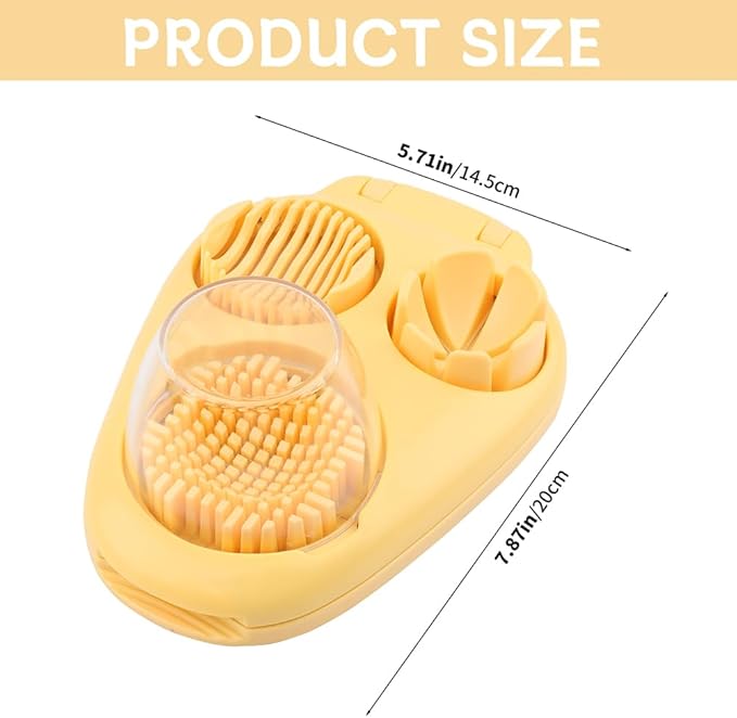 3 in 1 Boiled Egg Slicer, Manual Egg Slicer for Hard Boiled Eggs, 3 Slice Modes Chopper Cutter Stainless Steel Dicer, Kitchen Gadget for Butter Strawberry Tomato, Labor Saving (Yellow)