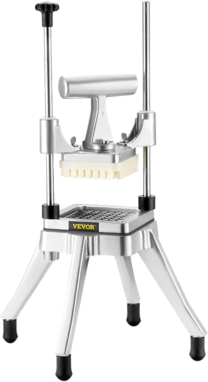 Vevor Commercial Vegetable Fruit Chopper 3/8″ Blade Heavy Duty Professional Food Dicer Kattex French Fry Cutter Onion Slicer Stainless Steel for Tomato Peppers Potato Mushroom, Sliver : Home & Kitchen