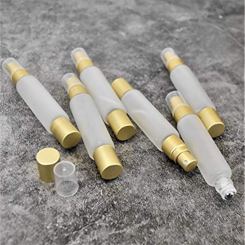 6-Pack Frosted Clear Glass Bottles with Dual Ends – Sprayer & Roller Tops – Leakproof, Quality Essential Oil & Perfume Bottles with Elegant Gold Accents – Refillable Custom Blend Containers - Image 2