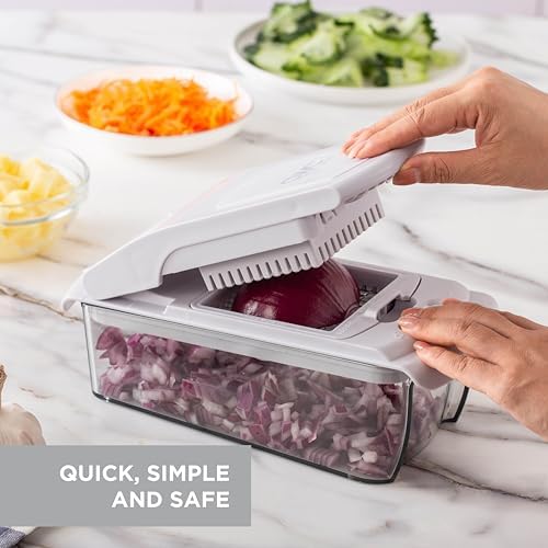 Cook with Color Vegetable Chopper - Multifunctional 11 in 1 Vegetable Chopper with Container - Food Chopper to Dice, Chop, Slice, Julienne and Spiralize, Gray - Image 2