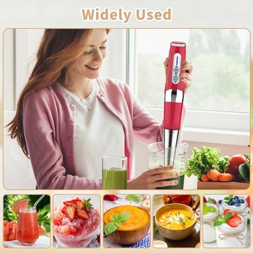 Toogel Cordless Immersion Blender, 21-Speed, 3-Angle Adjust, Red - Image 4