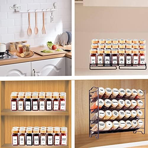24 Pcs Spice Jars with Labels, 4 oz Glass Jars with Bamboo Lids