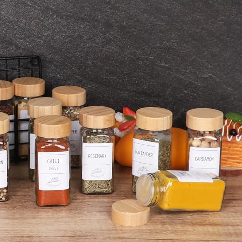 4oz Glass Spice Jars with Bamboo Lids, 36 Pack Square Seasoning Containers