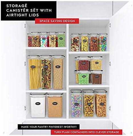 Cereal Containers Storage 3 Pack 135 fl. oz Cereal Dispenser Countertop, Airtight Food Storage Containers for Pantry Organization and Storage, Bpa-Free with Marker & Labels