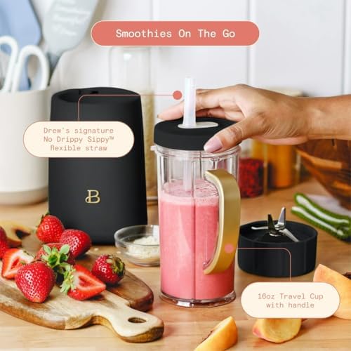 Personal Blender 12-Piece Set, 240W Motor, Emulsifying Stainless Steel Blade System, 16oz Travel Cup with Straw, BPA-Free Dishwasher Safe Jars (Black Sesame) - Image 3