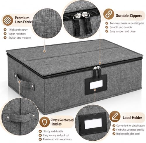 Mug Storage Box with Dividers, China Cup Storage Containers For Tea Cups