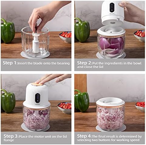 Electric Garlic Chopper 600ML, Rechargeable Meat Grinder, Cordless Garlic Mincer Onion Chopper Food Chopper for Ginger Chili Meat Sauce, Wireless Food Processor, White - Image 3