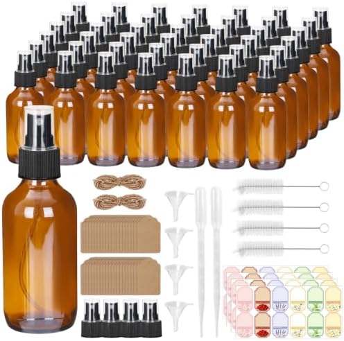 STARSIDE 4oz Amber Glass Spray Bottles 42-Pack with Fine Mist Sprayer by STARSIDE