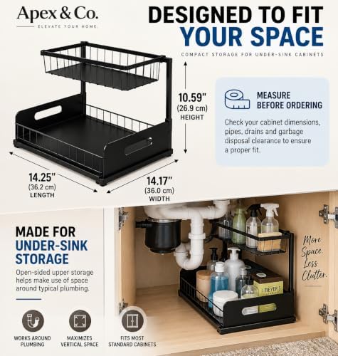 Apex & Co. 2-Tier Under Sink Organizer with Pull-Out Sliding Drawer, 1 Pack