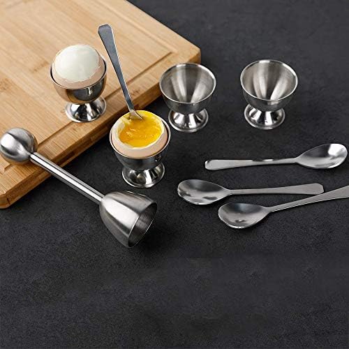 9pcs Steel Egg Cracker Topper Set,Hard Boiled Eggs Separator Holder