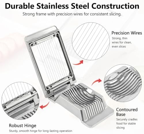 Egg Slicer for Hard Boiled Eggs, Multipurpose Manual Egg Slicer Heavy Duty - Image 3