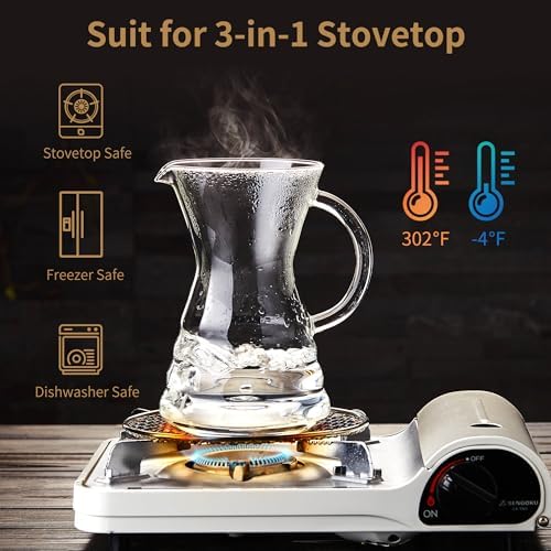 Pour Over Coffee Maker with Permanent Stainless Filter 27 fl oz, Thickened Heat-Resistant Borosilicate Glass Dripper Coffee Brewer, Stovetop Safe