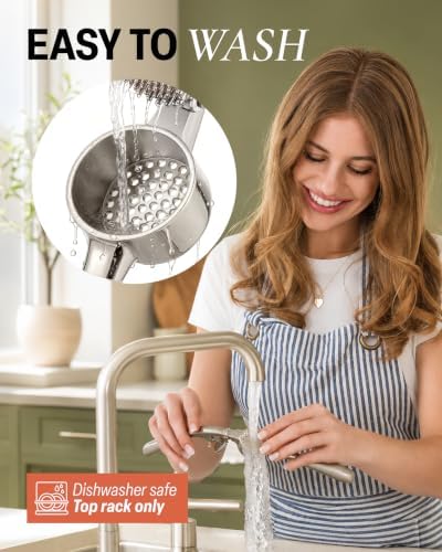 Metal Large Garlic Press, Garlic Mincer, Peeler-Brush, Silver