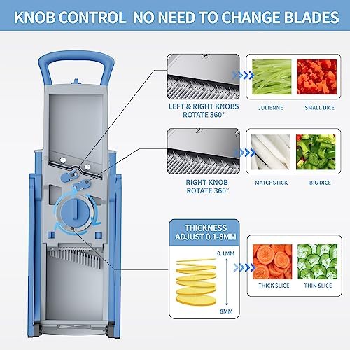 Safe Mandoline Slicer for Kitchen, Adjustable Potato Slicer Pro
