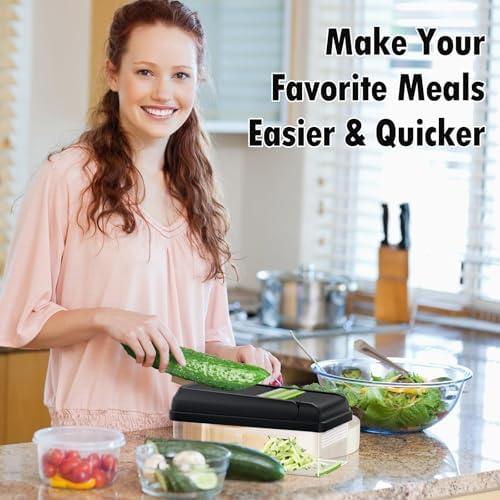 15-in-1 Vegetable Chopper, 7 Blade Multifunctional Food Chopper with Container, Chopper Veggie Cutter for Salad Potato Carrot Garlic, Home Kitchen Essential (White, 15 in 1) - Image 7