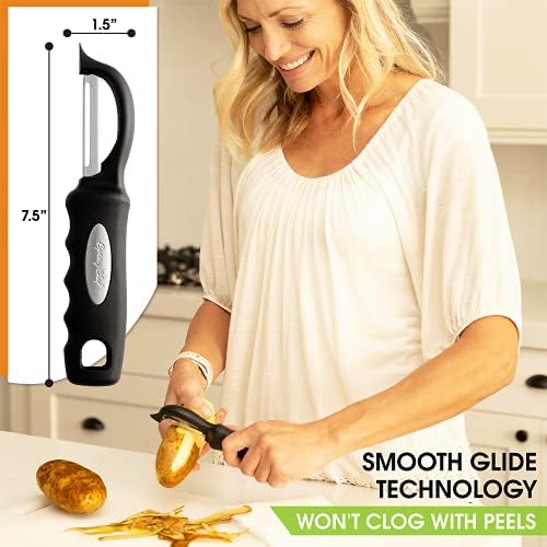 Swivel Vegetable Peeler with Soft Grip Handle, Set of 2, Black