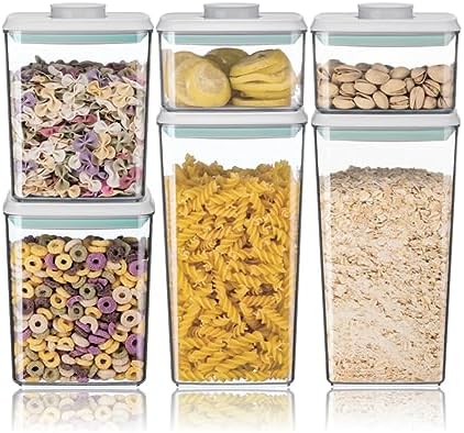 Airtight Food Storage Container Sets with Lids 6Pcs Pop Containers for Kitchen Pantry Organization BPA-Free Stackable Kitchen Storage Containers for Cereal Flour Sugar (0.5, 1.2, 1.8qt)*2